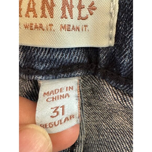 Shyanne Flare Denim Jeans Womens 31W x 34L Dark Wash High Rise Distressed Hem - Picture 4 of 6